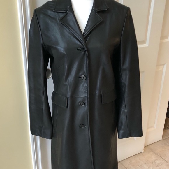 ANN TAYLOR Leather Coat, Black, Sz S, EUC - Picture 2 of 9